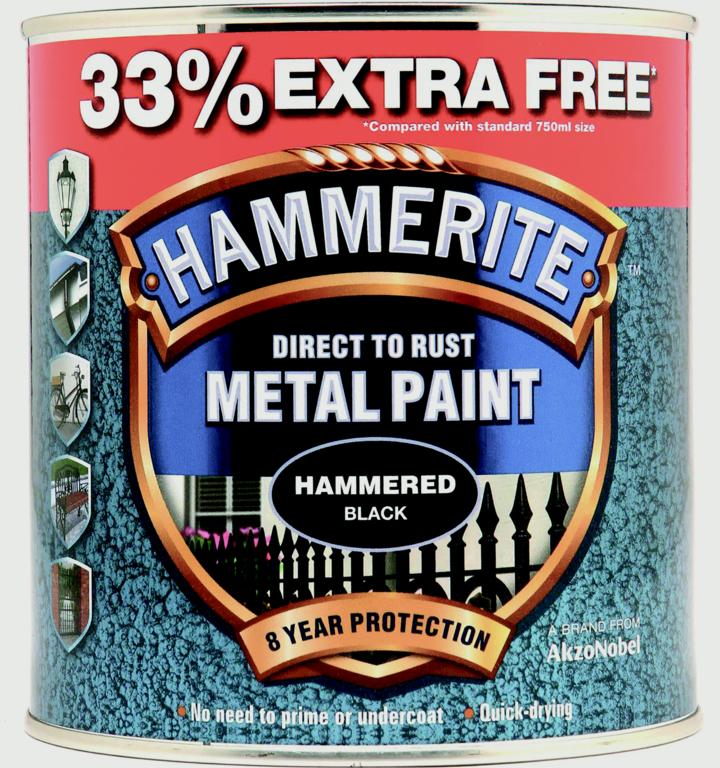 Hammerite Metal Paint Hammered 750ml + 33% Free