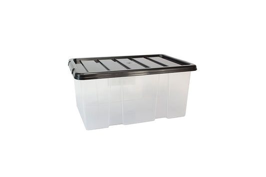 TML Caja de almacenamiento y tapa negra 7L Transparente