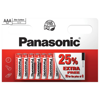 Panasonic Zinc AAA Batteries Pack 10