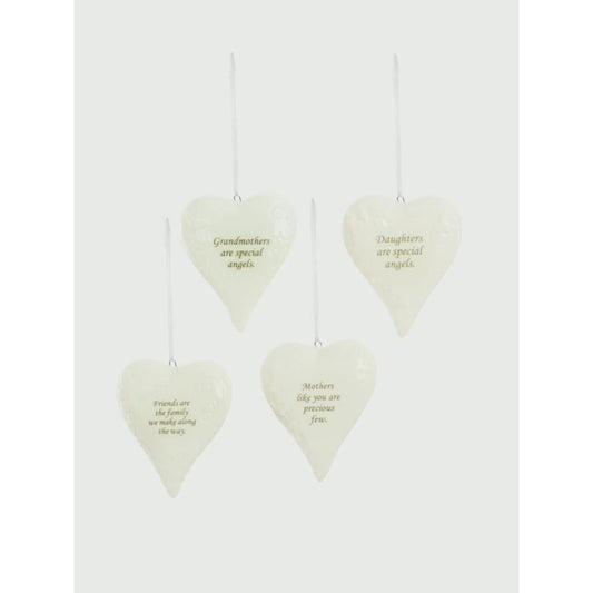 Premier Porcelain Heart Hanging Ornament - 4 Assorted