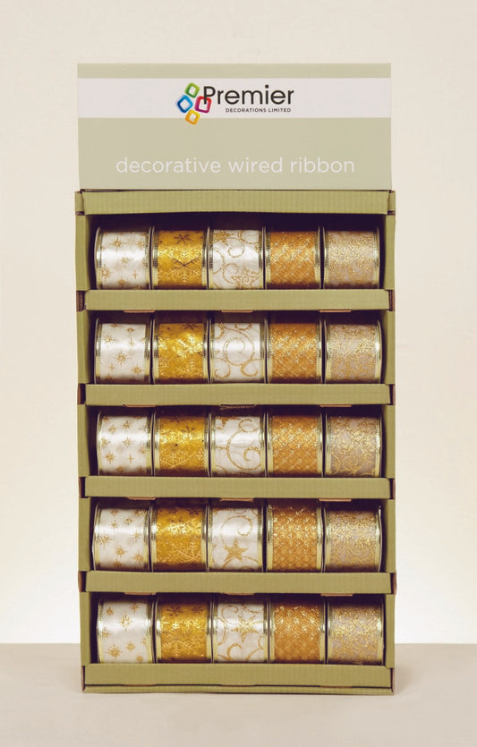 Premier Ivory Gold Merry Christmas Ribbon Collection