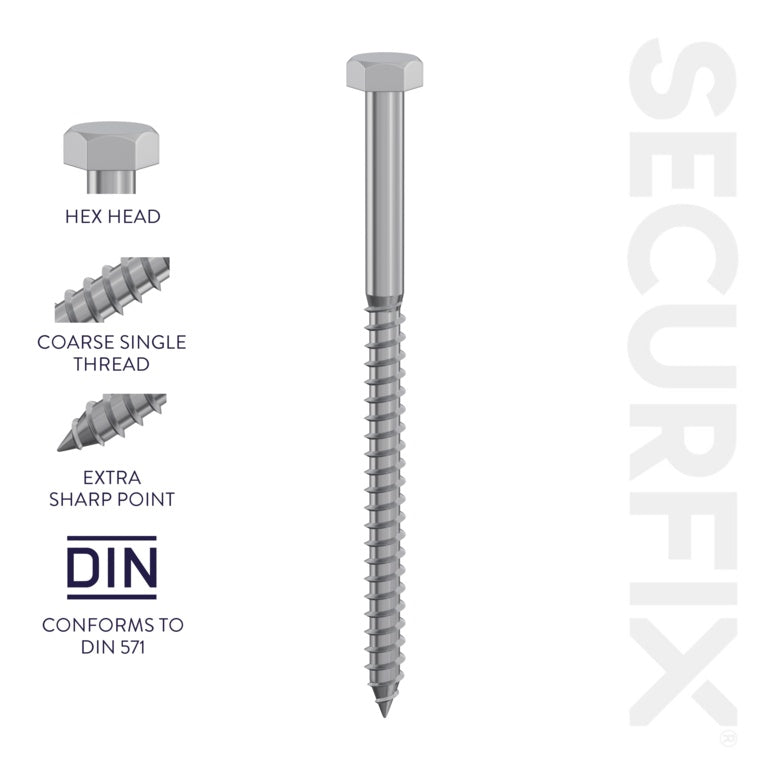 Securfix Coach Screws DIN571 M10 x 100mm