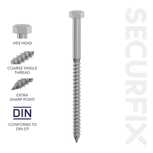 Securfix Coach Screws DIN571 M10 x 100mm