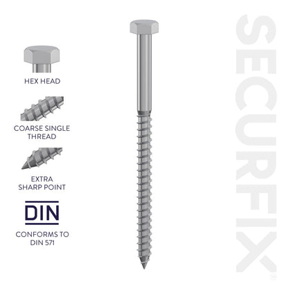 Securfix Coach Screws DIN571 M8 x 100mm