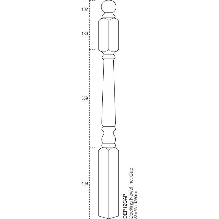 Cheshire Mouldings Decking Turned Newel Post