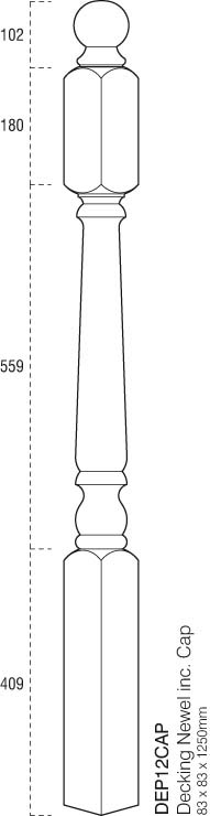 Cheshire Mouldings Decking Turned Newel Post