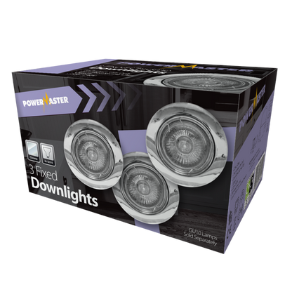 Powermaster 3 Pack Fixed GU10 Downlights