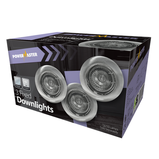 Powermaster 3 Pack Fixed GU10 Downlights