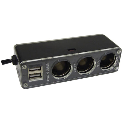 Enchufe triple Streetwize de 12 V con doble USB