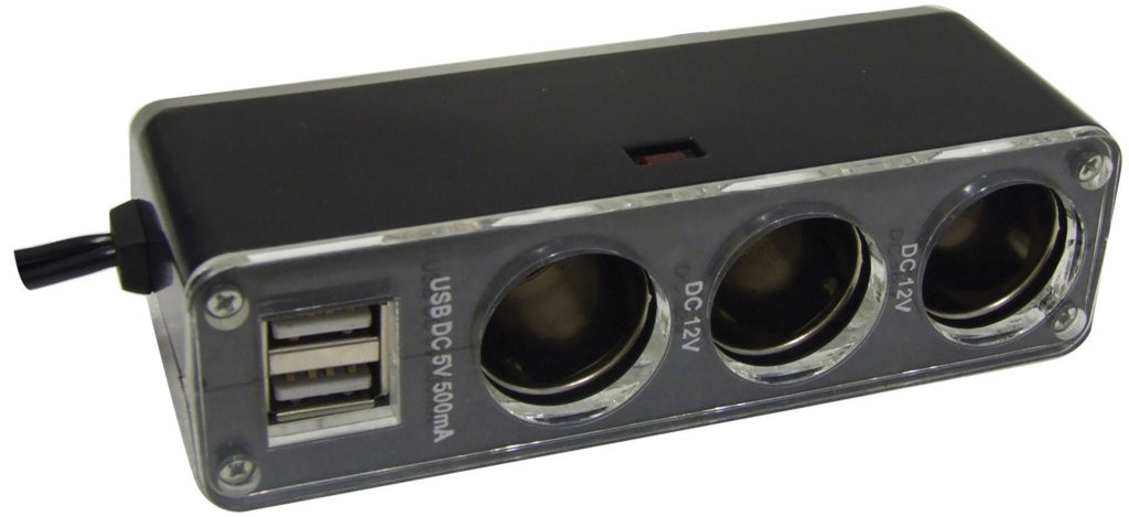 Prise triple Streetwize 12 V avec double USB