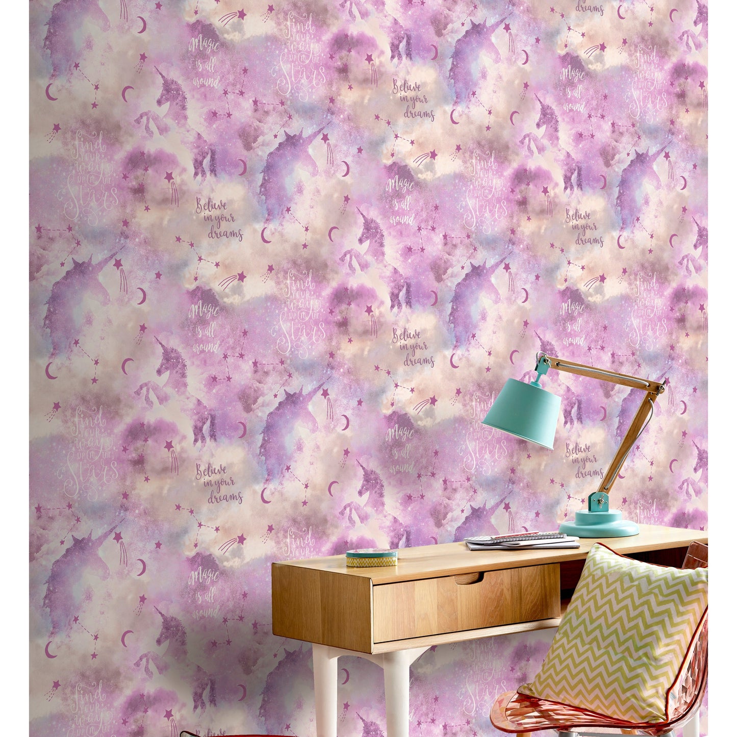 Arthouse Galaxy Unicorn Blush Multi Wallpaper