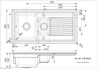 Reginox Black Ceramic Reversible Sink