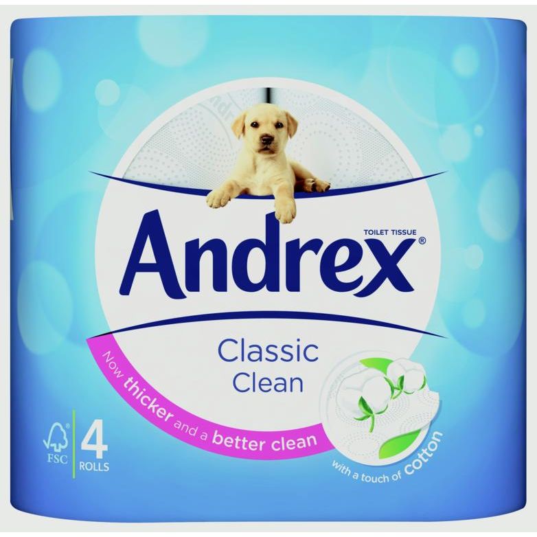 Rollo de papel higiénico Andrex blanco