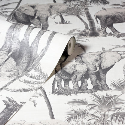 Arthouse Safari Elephant Charcoal Wallpaper