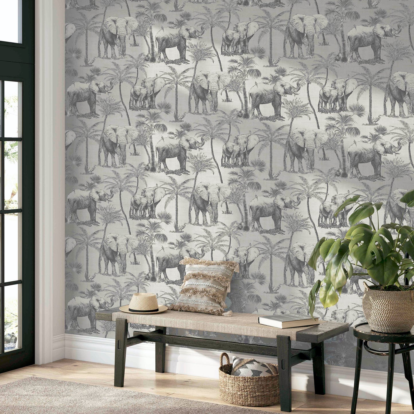 Arthouse Safari Elephant Charcoal Wallpaper