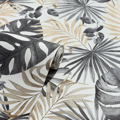 Arthouse Jungle Wall Black/Gold Wallpaper