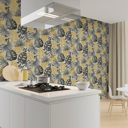 Arthouse Jungle Wall Black/Gold Wallpaper