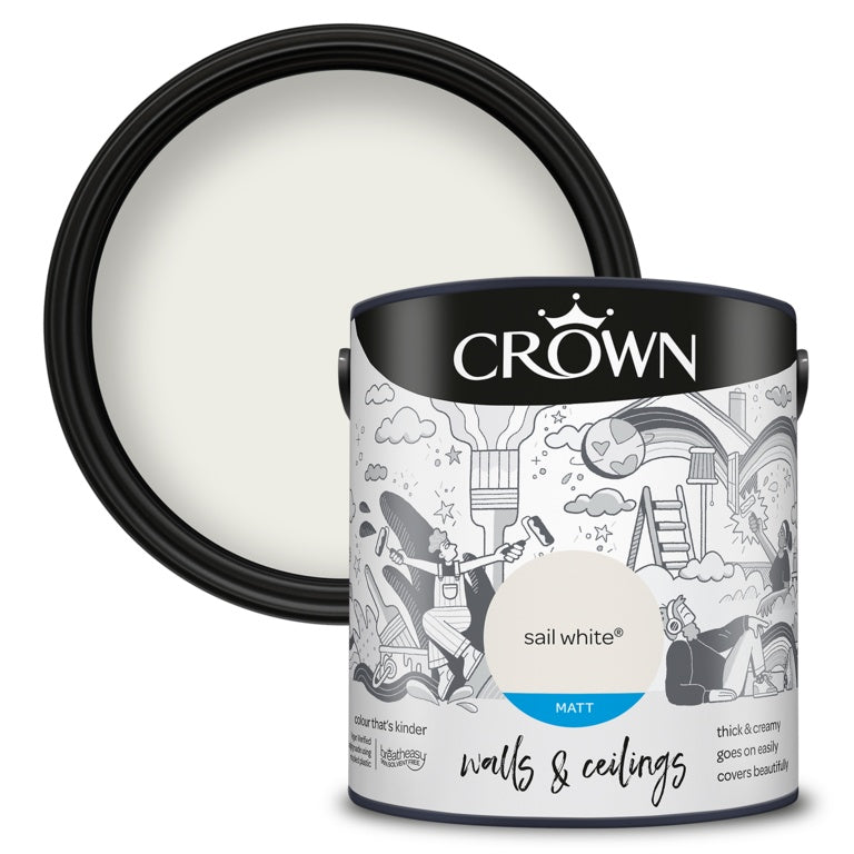 Crown Murs &amp; Plafonds Mat 2,5L Voile Blanc