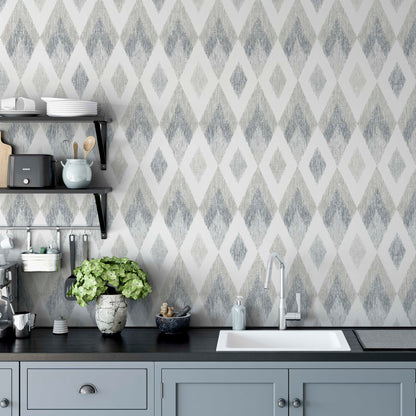 Arthouse Scandi Diamond Silver Wallpaper