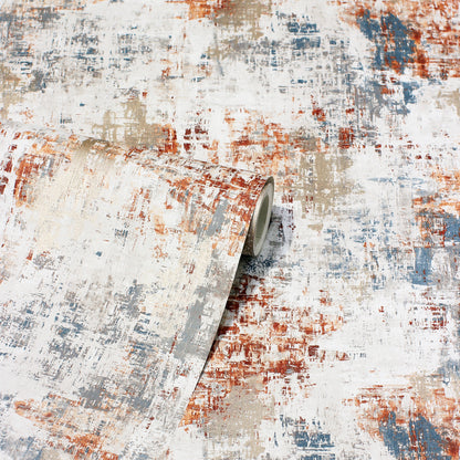 Arthouse Abstract Texture Copper Navy Wallpaper