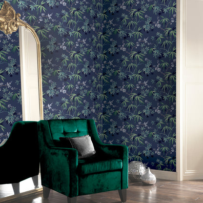 Arthouse Jasmine Garden Navy Wallpaper