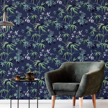 Arthouse Jasmine Garden Navy Wallpaper