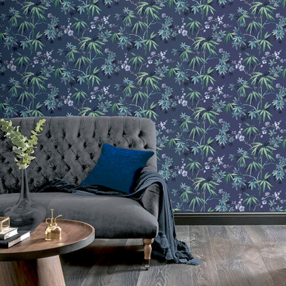 Arthouse Jasmine Garden Navy Wallpaper