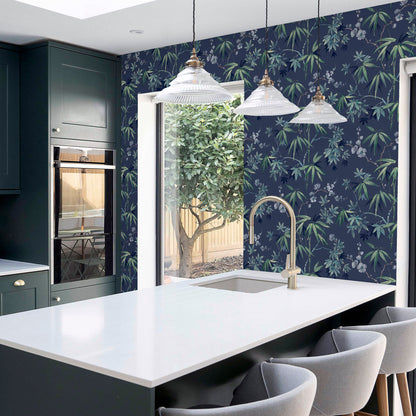 Arthouse Jasmine Garden Navy Wallpaper