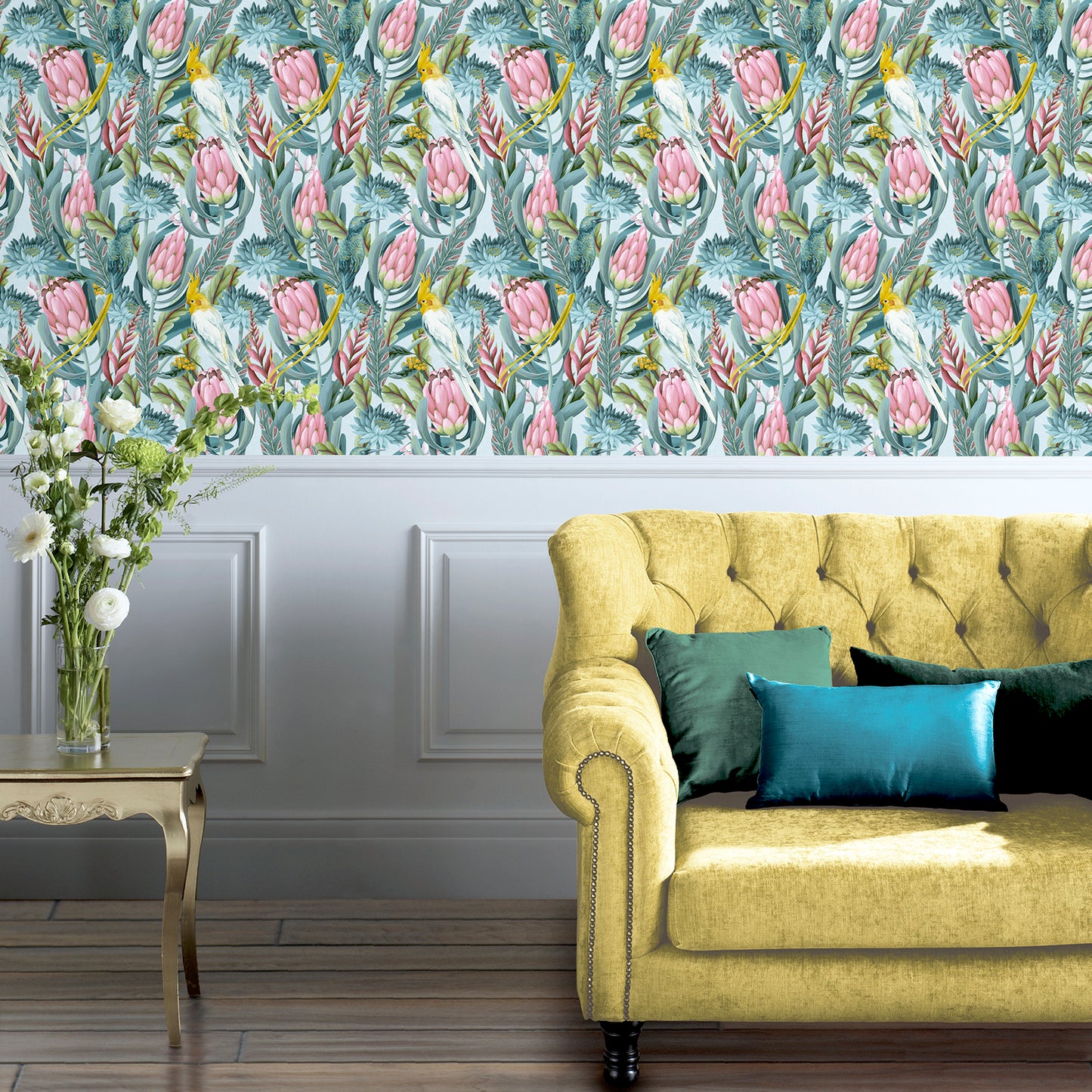 Arthouse Rainforest Escape Green Pink Wallpaper