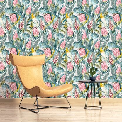 Arthouse Rainforest Escape Green Pink Wallpaper