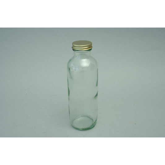 Botella de vidrio y tapas surtidas