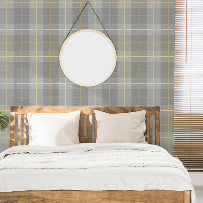 Arthouse Heritage Tartan Ochre/Grey Wallpaper