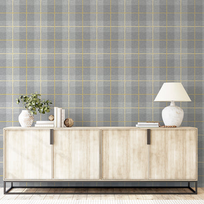 Arthouse Heritage Tartan Ochre/Grey Wallpaper