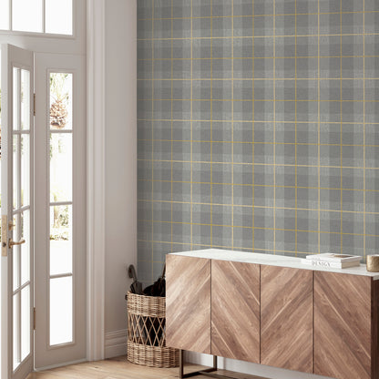 Arthouse Heritage Tartan Ochre/Grey Wallpaper