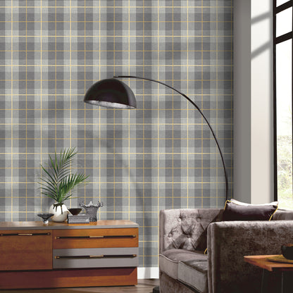 Arthouse Heritage Tartan Ochre/Grey Wallpaper