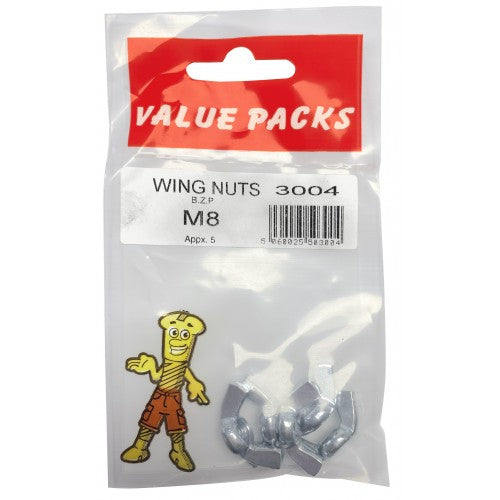 Fast Pak M8 WING NUTS ZINC