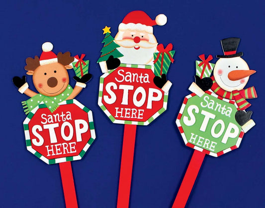 Premier Santa Stop Here Sign Santa/Snowman/Reindeer