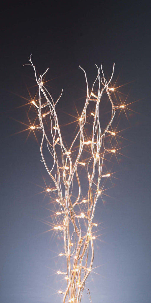 Premier Silver Twig With 80 Clear Rice Lights