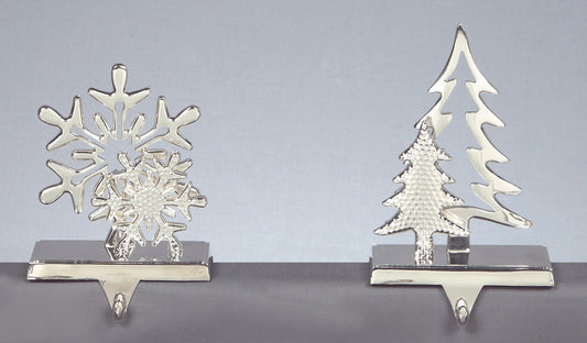 Premier Stocking Hanger 2 Assorted Double Tree-Snowflake