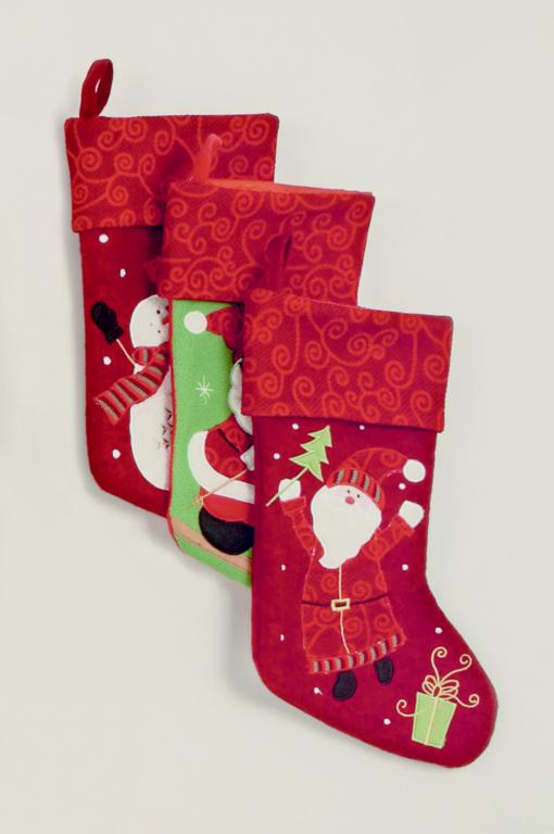 Premier Stocking 3 Assorted Santa & Snowman