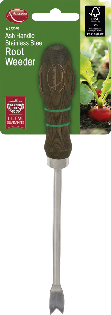 Ambassador Ash Handle Stainless Steel Root Weeder