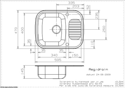 Reginox Regidrain Single Bowl Half Drainer Sink