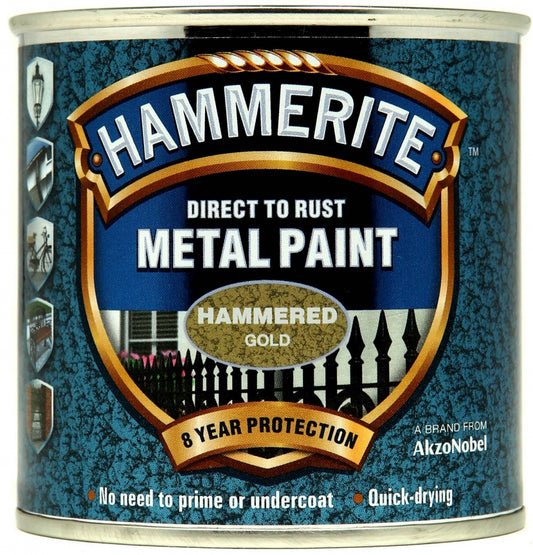 Hammerite Metal Paint Hammered 250ml Gold