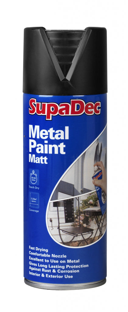 SupaDec Peinture en Spray Métal 400 ml Noir Mat