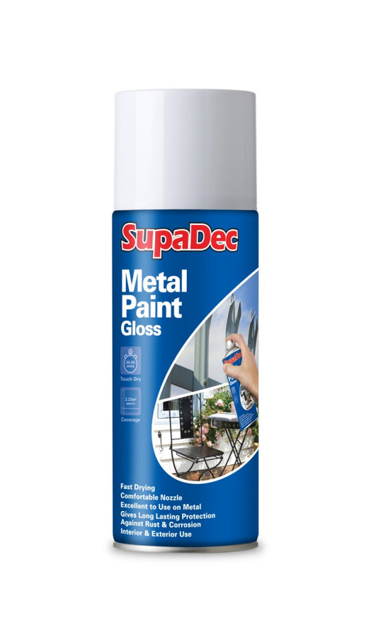 SupaDec Pintura en Spray Metal 400ml Blanco Brillo