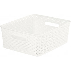 Curver Nestable Rattan Basket Vintage White