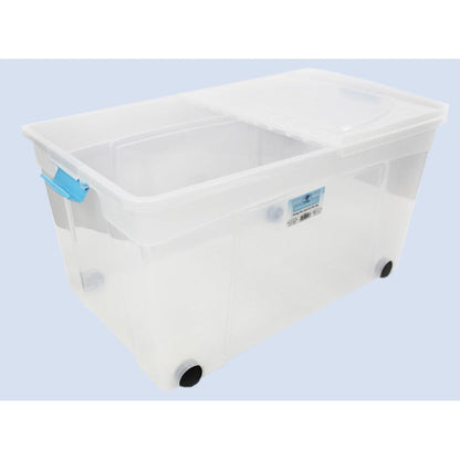TML Clik N Store Box & Lid 110L Clear With Wheels