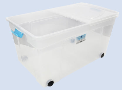 TML Clik N Store Box & Lid 110L Clear With Wheels