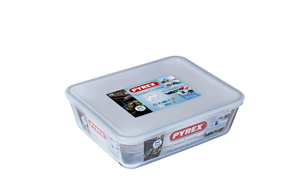 Plato de vidrio Pyrex Cook &amp; Freeze con tapa