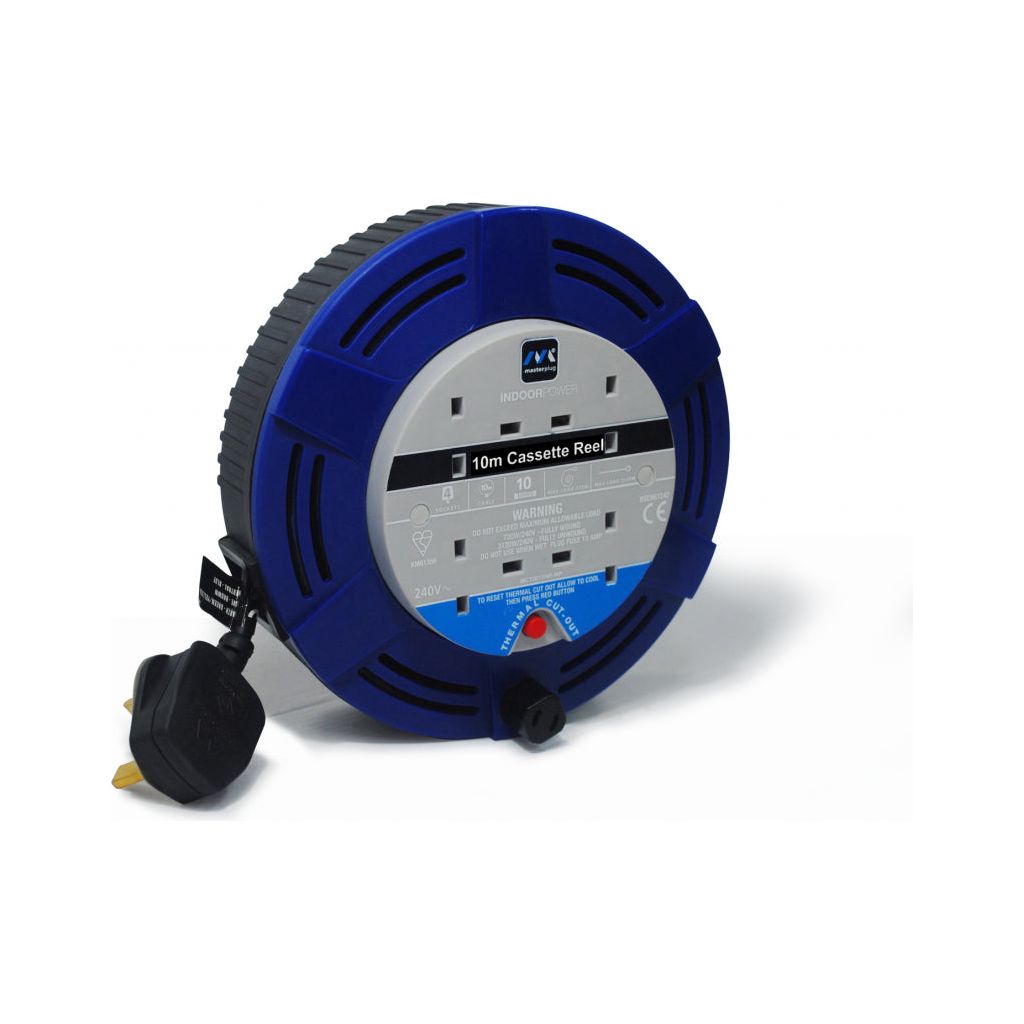 Masterplug 10m, 4 Gang, 10 Amp Cable Reel